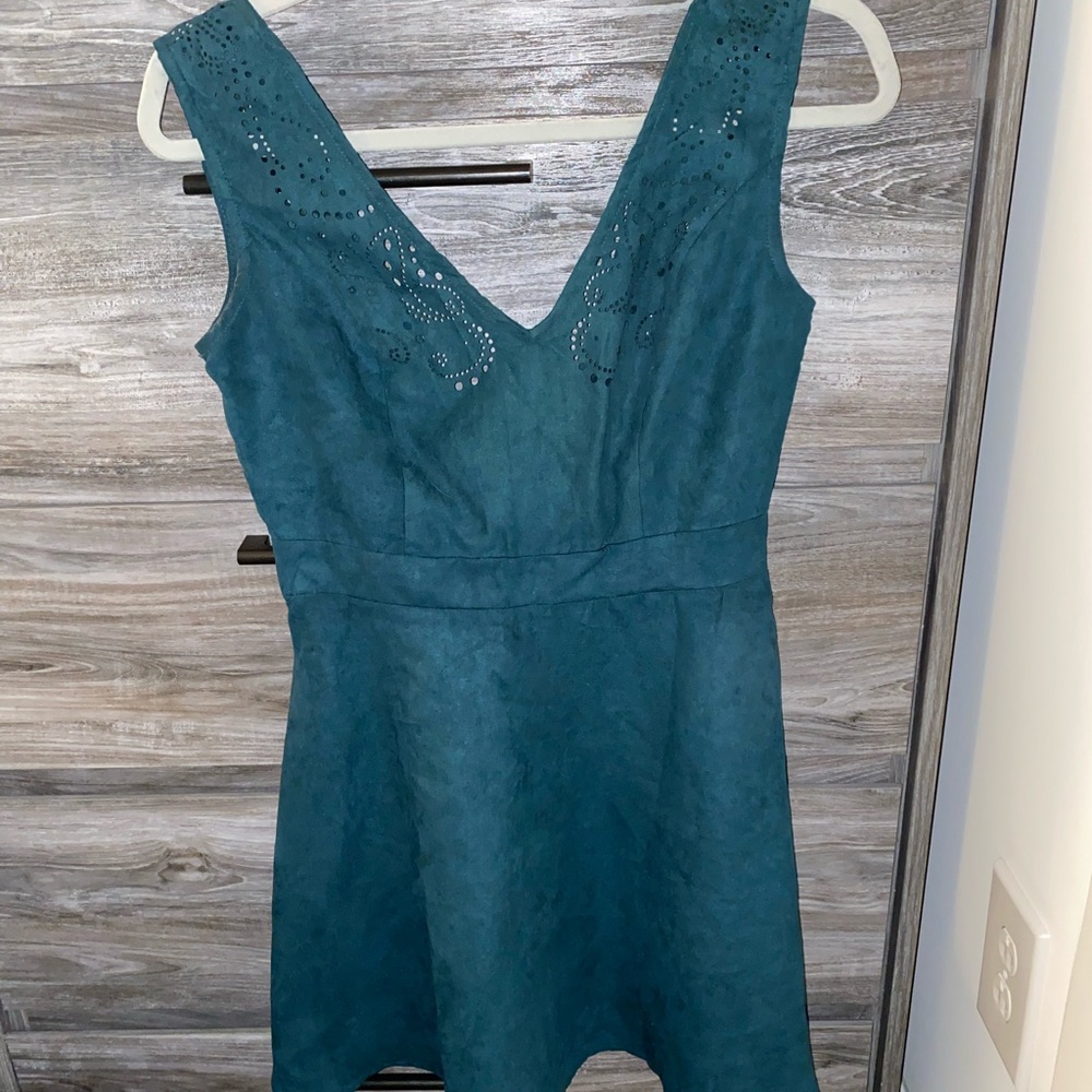 Green suede dress